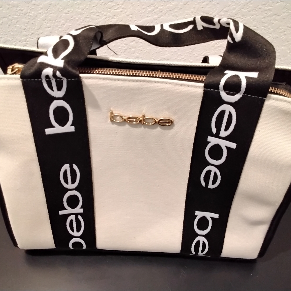 Bebe Black and White Tote Bag